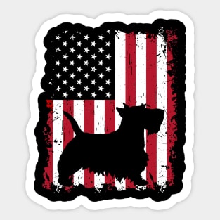 Dog Scottish Terrier Dog USA Flag Patriotic 4th of July 722 paws Sticker